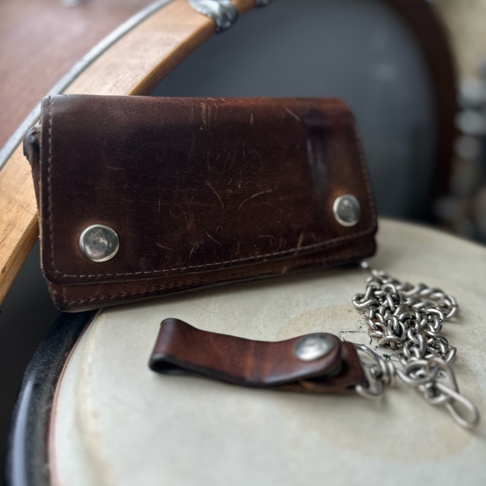Brown Leather Wallet with Chain
